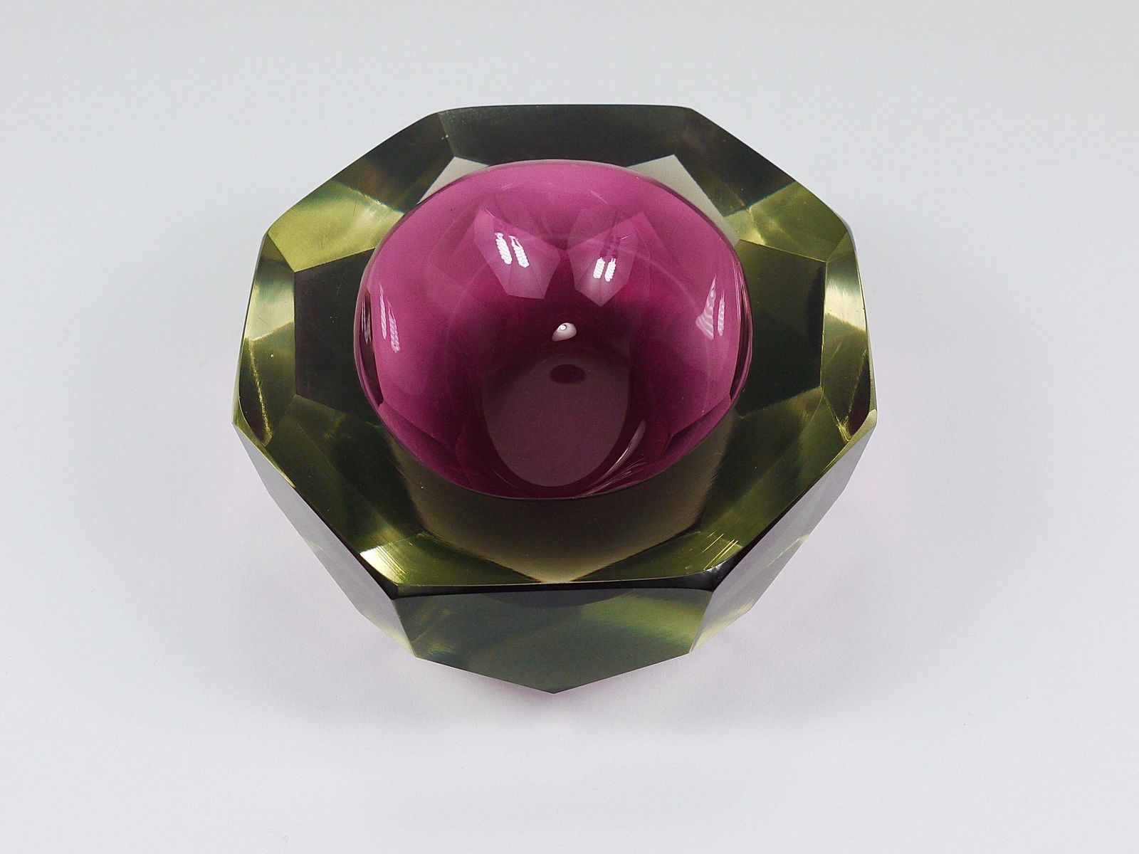 Flavio Poli Sommerso Caviar Murano Glass Diamond Bowl By Seguso, Italy, 1960s photo buy