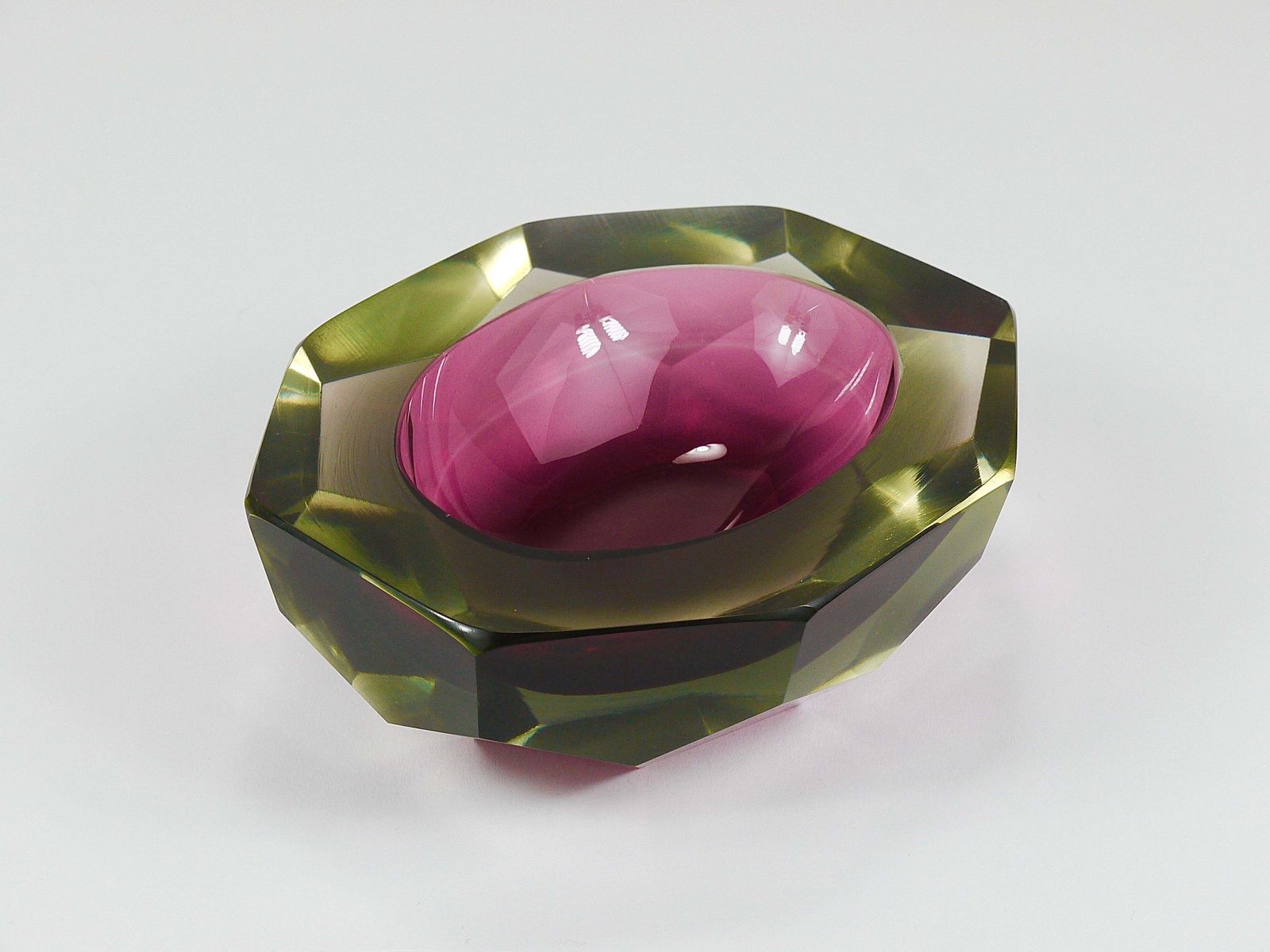 Home Decor Flavio Poli Sommerso Caviar Murano Glass Diamond Bowl By Seguso, Italy, 1960s photo