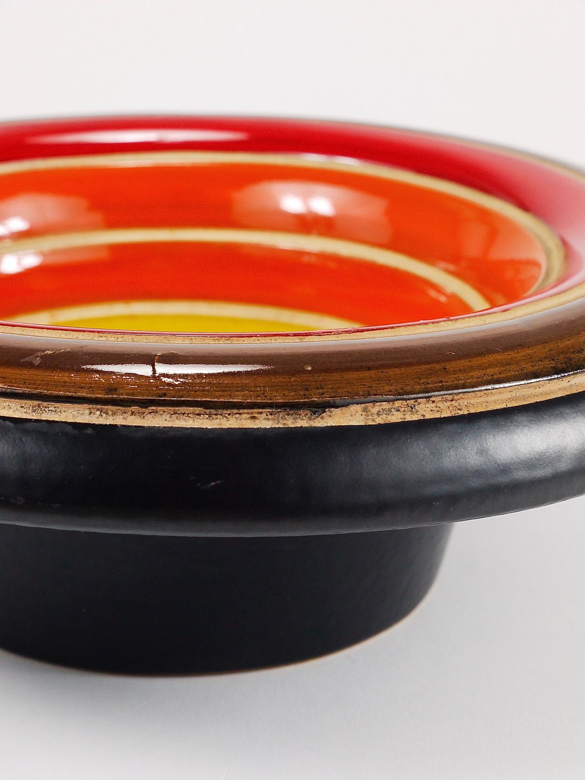 Aldo Londi Bitossi Striped Mid Century Ceramic Centerpiece Bowl, Italy, 1960s photo Home Decor