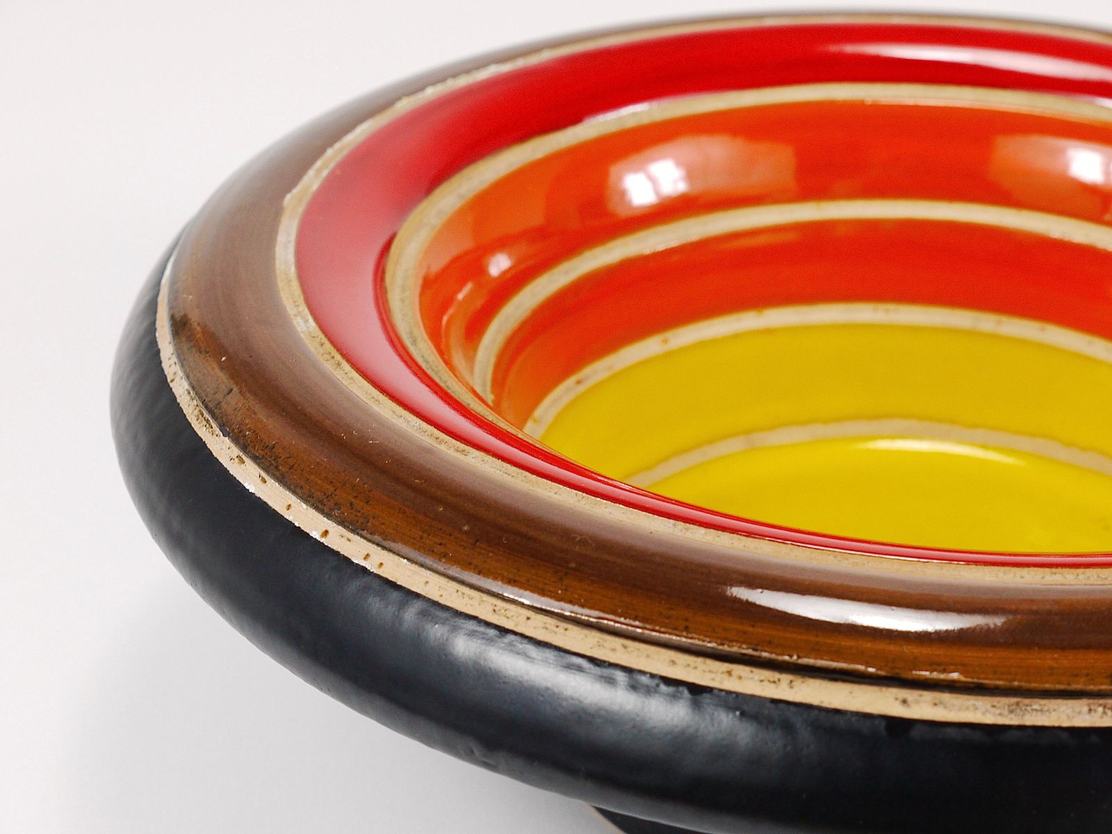 photo for sale Aldo Londi Bitossi Striped Mid Century Ceramic Centerpiece Bowl, Italy, 1960s