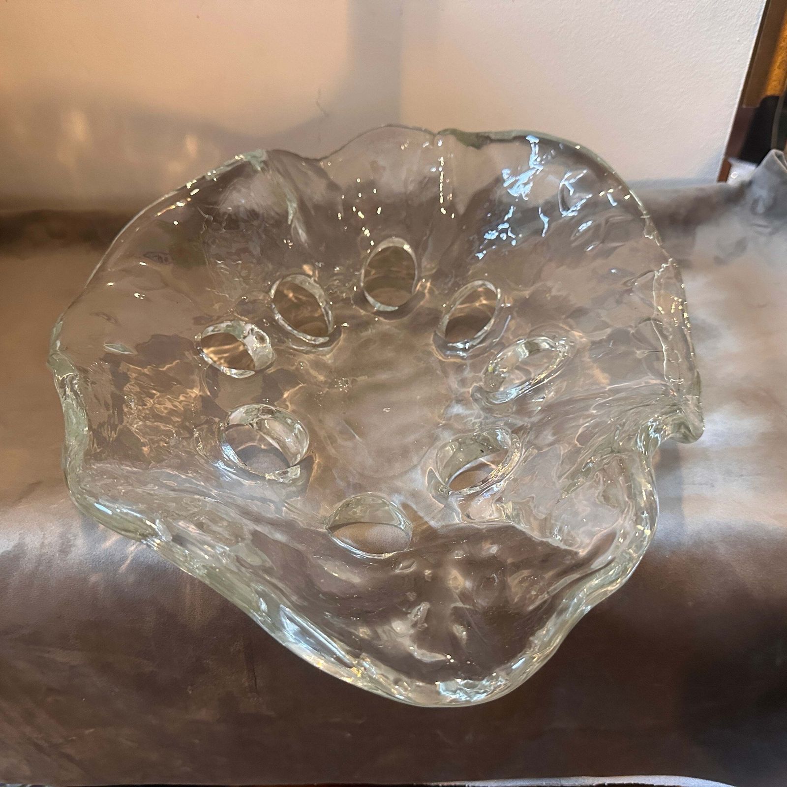 1970s Modernist Clear Murano Glass Oval Italian Centerpiece photo for sale