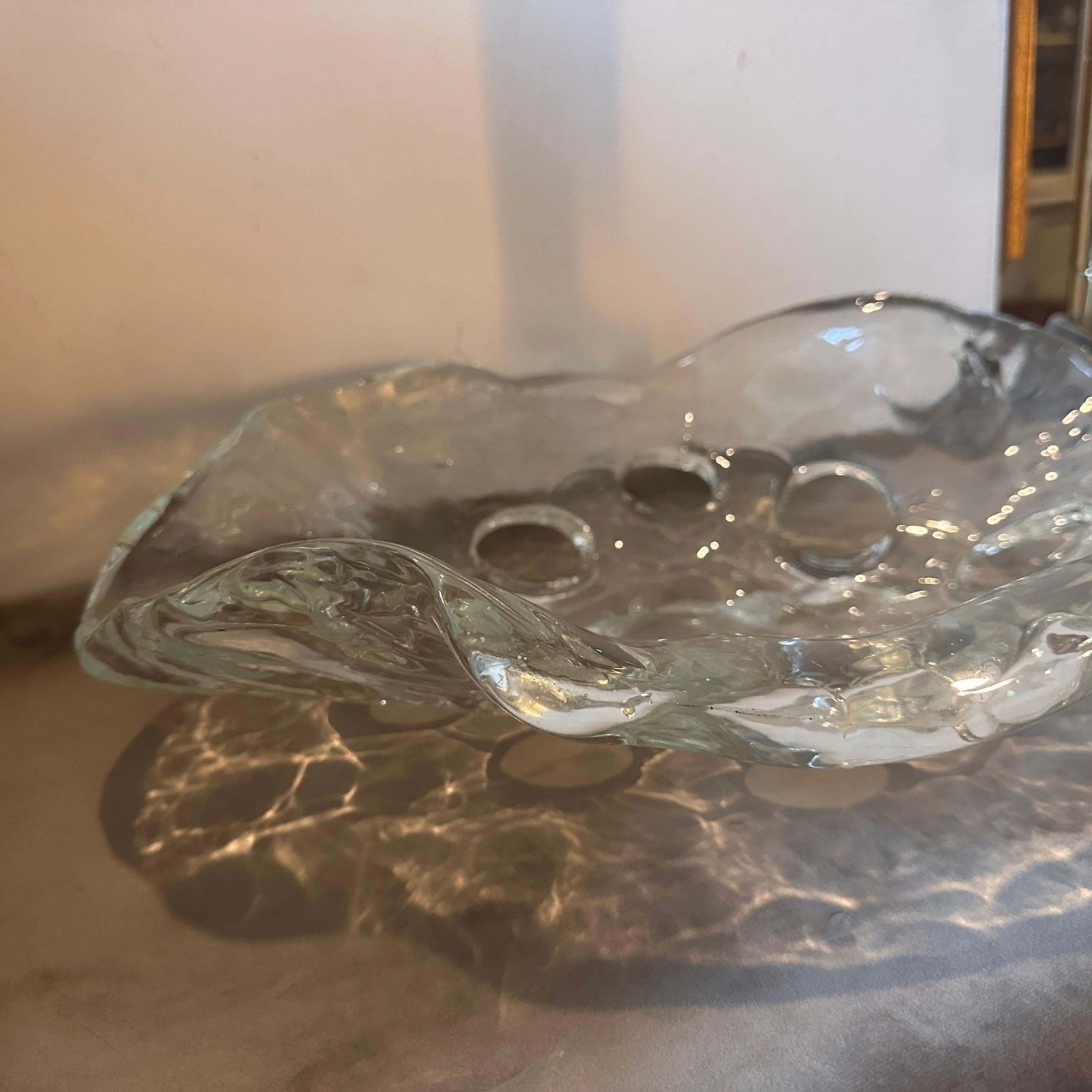 1970s Modernist Clear Murano Glass Oval Italian Centerpiece photo 1289.0