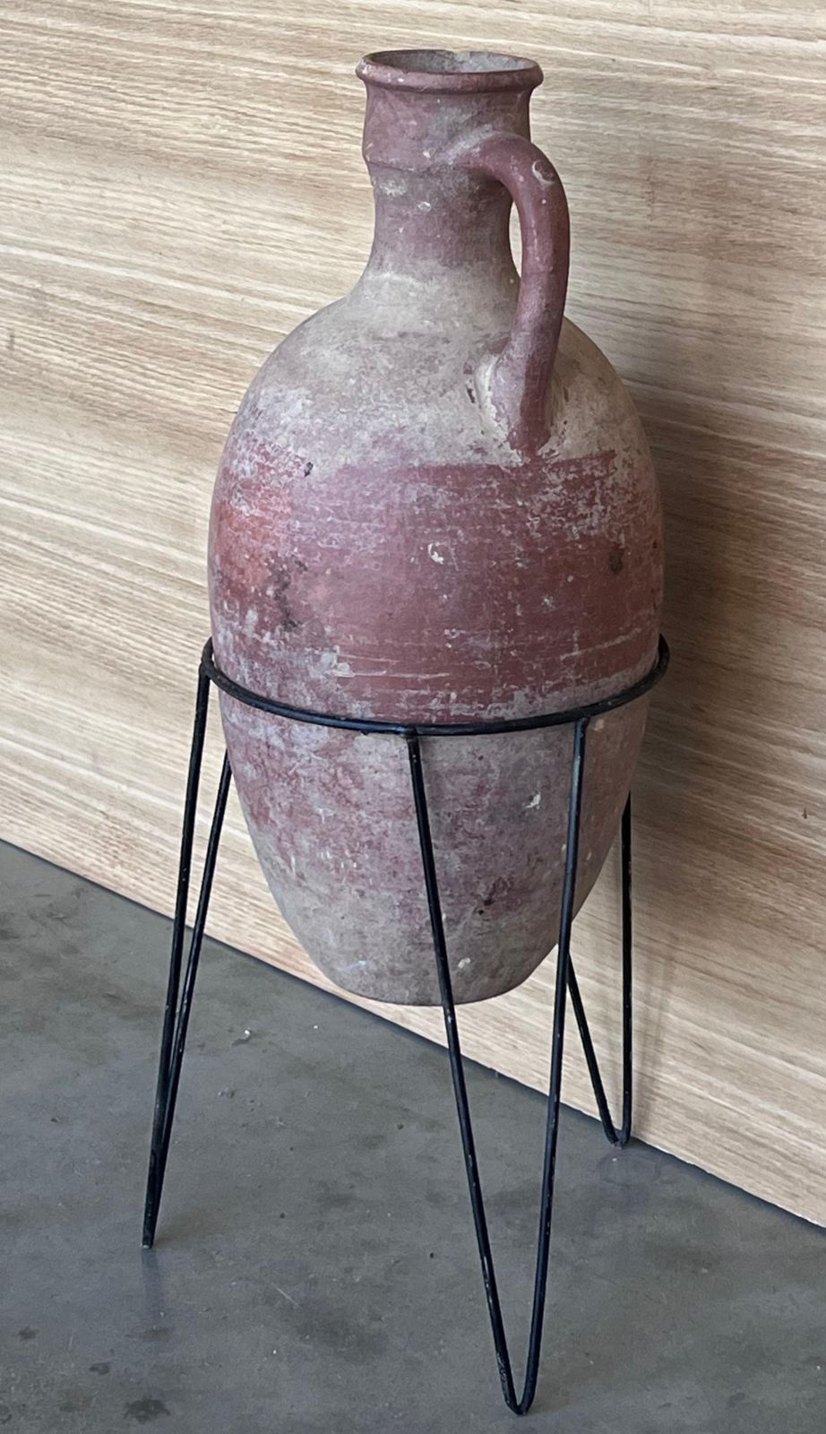 1890 Terracotta Amphora Vase Or Jar With Handle With Metal Support photo 1196.0
