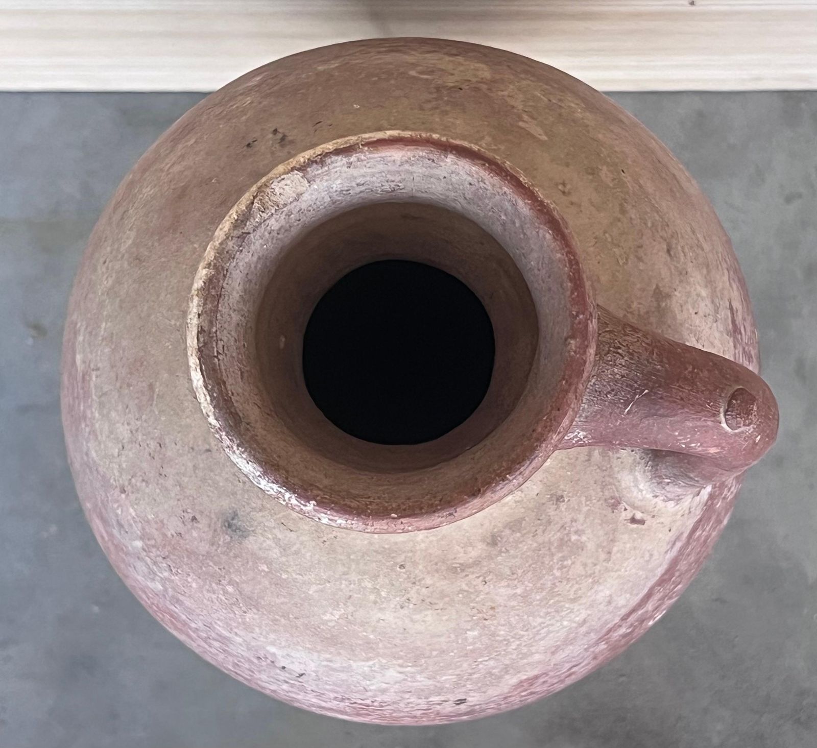 1890 Terracotta Amphora Vase Or Jar With Handle With Metal Support photo vintage