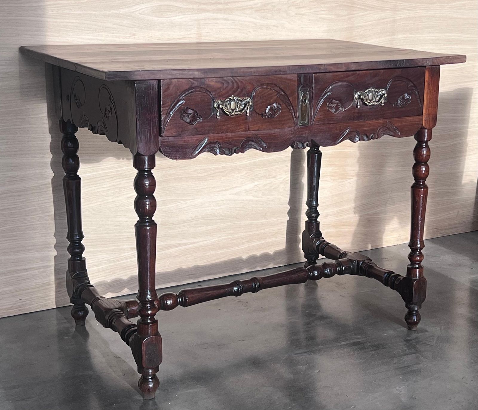Table console ou table de canapé espagnole rustique en pin « Mobila », avec tiroir