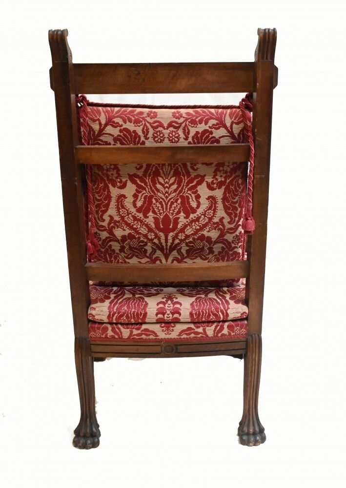 Pair Walnut French Arm Chairs Carved Farmhouse Fauteuil photo buy