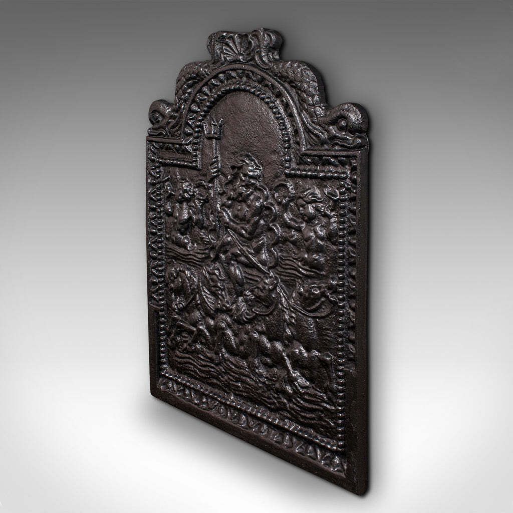 Antique Relief Fire Back, English Cast Iron Fireplace Reflector, Victorian, 1880 photo for sale