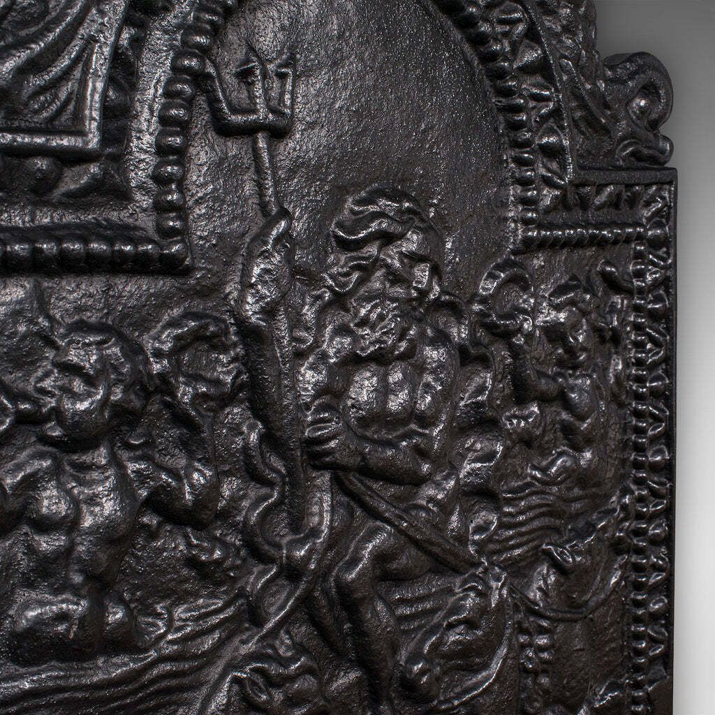 Antique Relief Fire Back, English Cast Iron Fireplace Reflector, Victorian, 1880 photo 1195.0