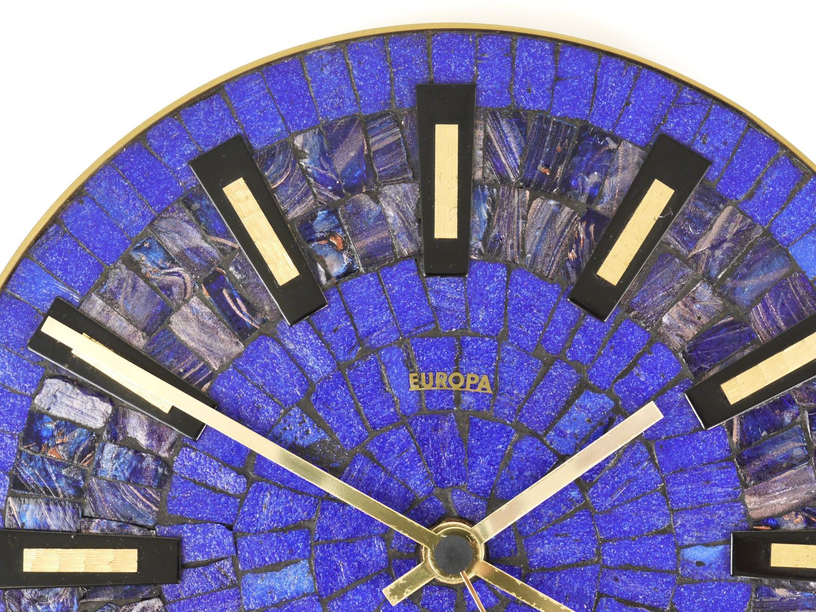 photo for sale Round Modernist Blue Mosaic Wall Clock "Europa, " Germany, 1950s