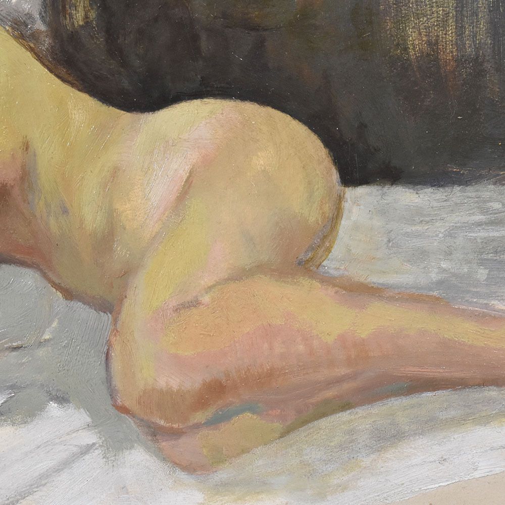 Nude Woman Lying Painting, Art Déco, Naked Woman, XX Century. (Qn607) photo 1400.0