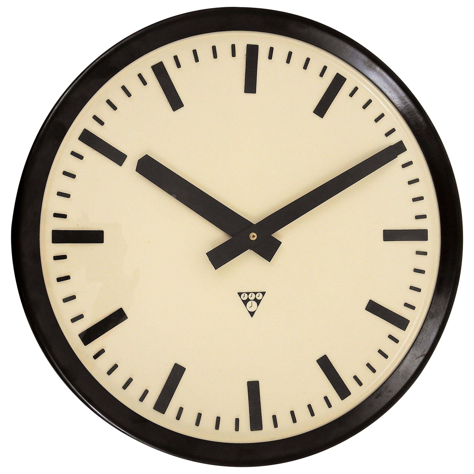 Huge Bakelite Industrial Train Station Round Wall Clock From The 1940s photo vinterior