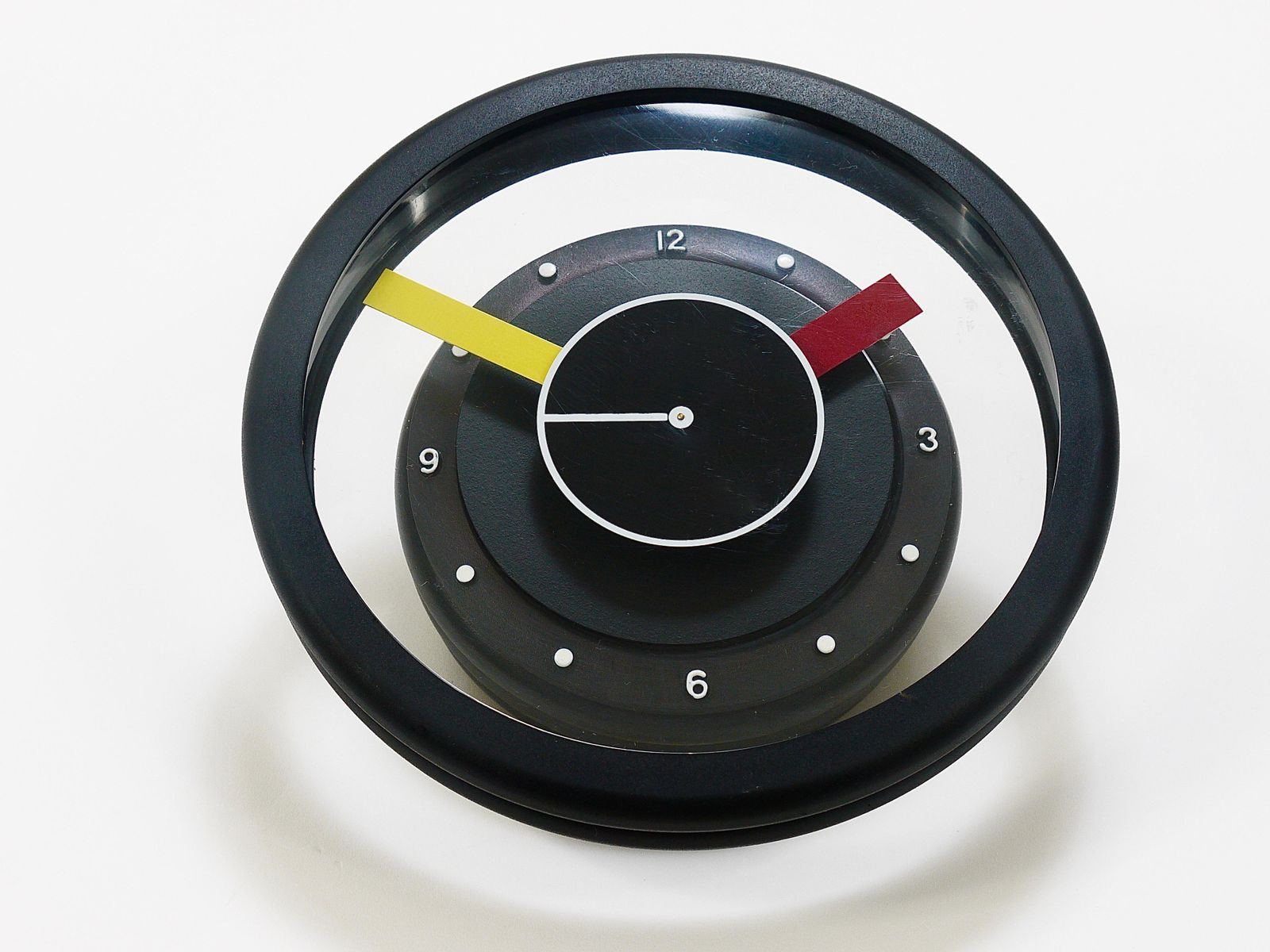 Postmodern Round Pop Art Desk Or Table Clock, Memphis Milano Style, Italy, 1990s photo for sale