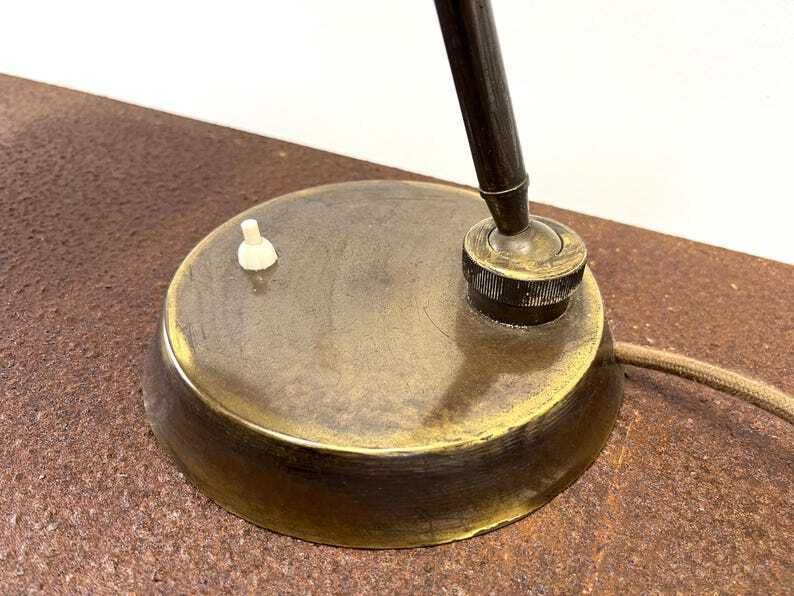 Antique Brass Desk Lamp / Mid Century Table Lamp / Italian Articulating Lamp 60s / Art Deco Lamp / Study Lamp / Lamp For Desk photo vintage