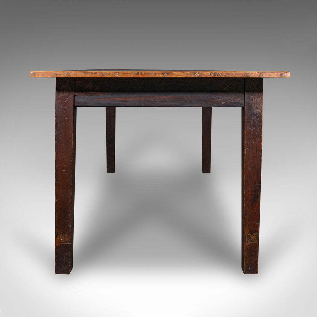 Antique 6 Seater Country House Dining Table, English, Pine, Kitchen, Victorian photo for sale