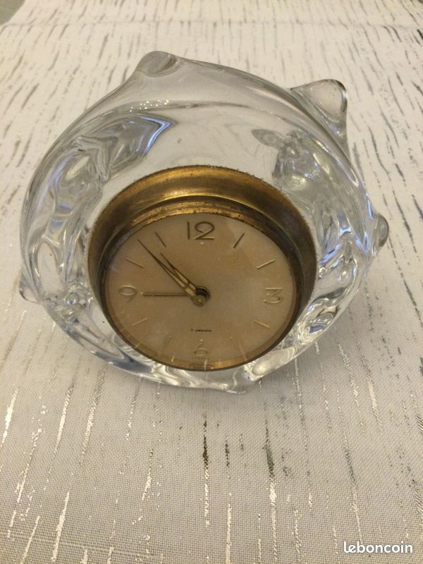 Vintage Crystal Alarm Clock Schneider France 1960 photo furniture