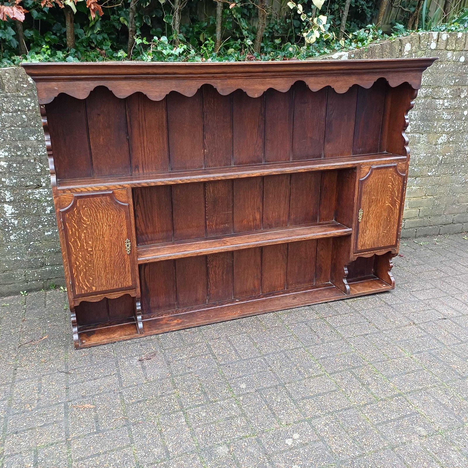 Huge Imposing 6ft Victorian Plate Rack Dresser Top Display Shelves Made Of Solid Oak With 2 Cupboards photo furniture