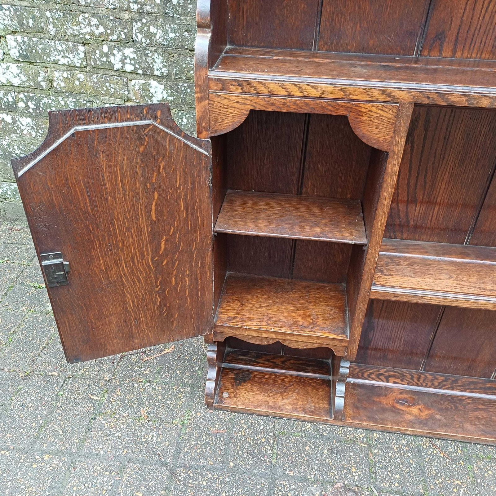 photo for sale Huge Imposing 6ft Victorian Plate Rack Dresser Top Display Shelves Made Of Solid Oak With 2 Cupboards