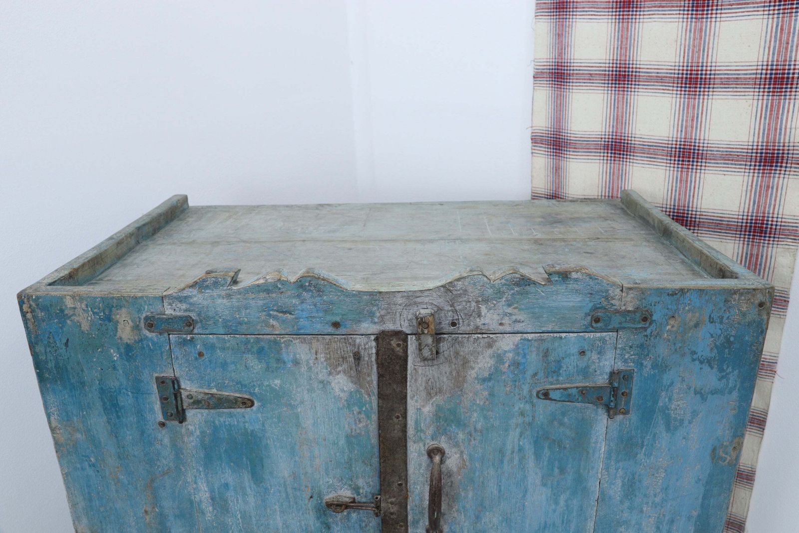 Early 19th Century Original Hand Painted Blue Indian Cabinet photo furniture