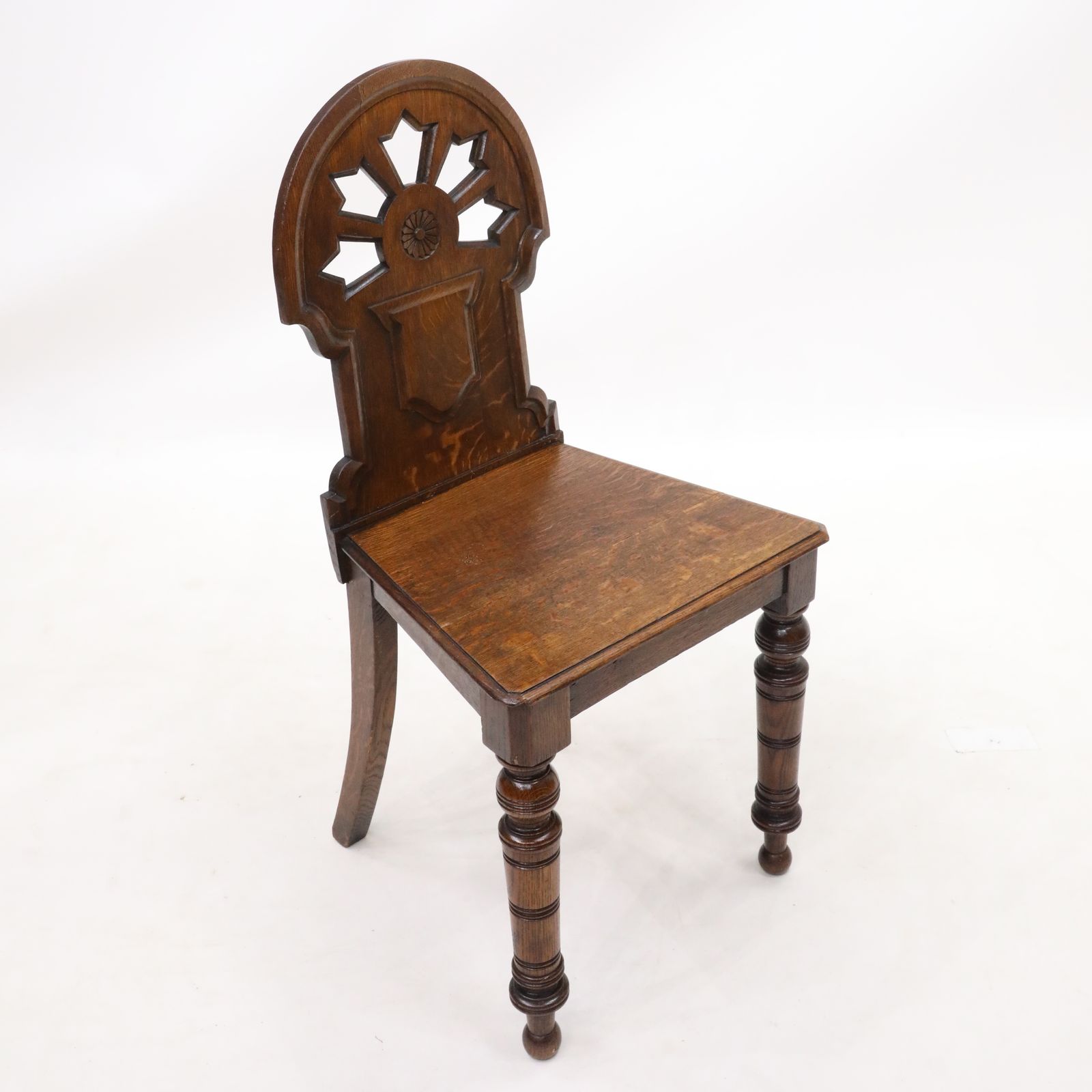 Carved Antique William IV Hall/Bedroom Chair Quartersawn Oak Free Delivery photo vintage