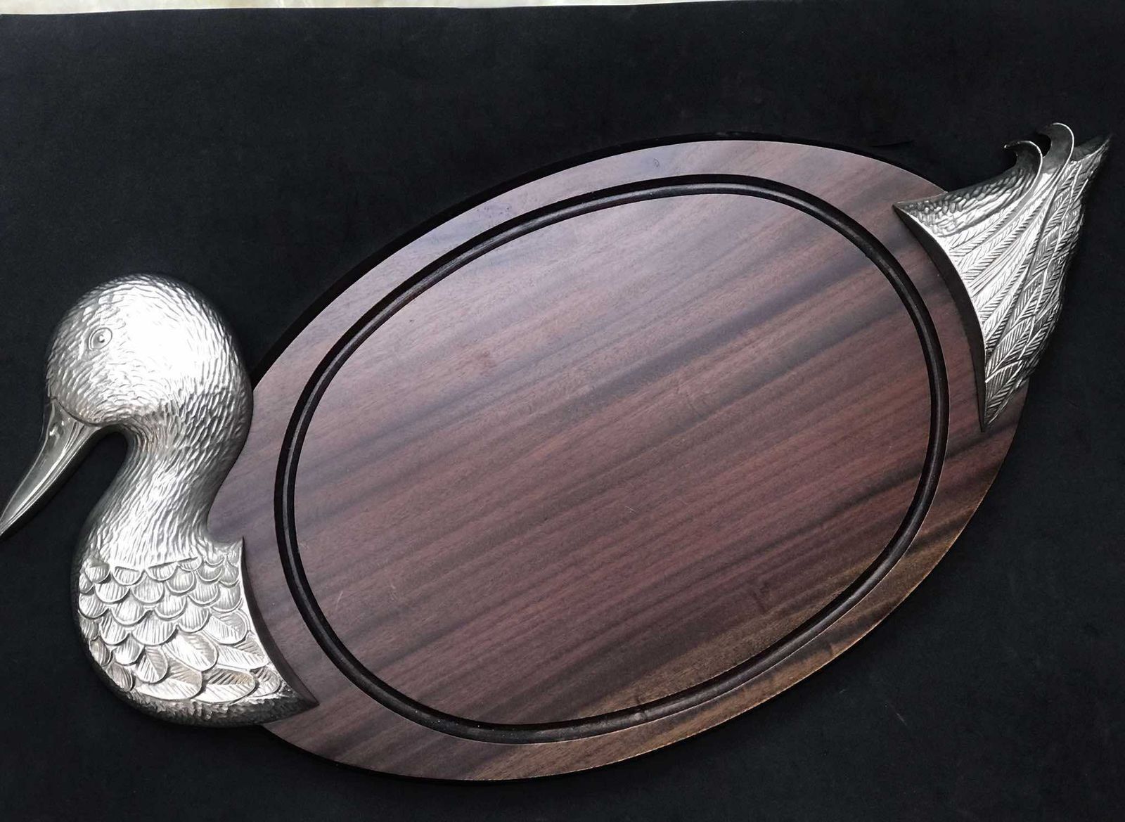 Wooden Cutting Board, Duck Wood And Metal Mallard Outdoors Life Gift France, Charcuterie Serving, Display Wooden Board, Party Barbecue Gift photo vinterior