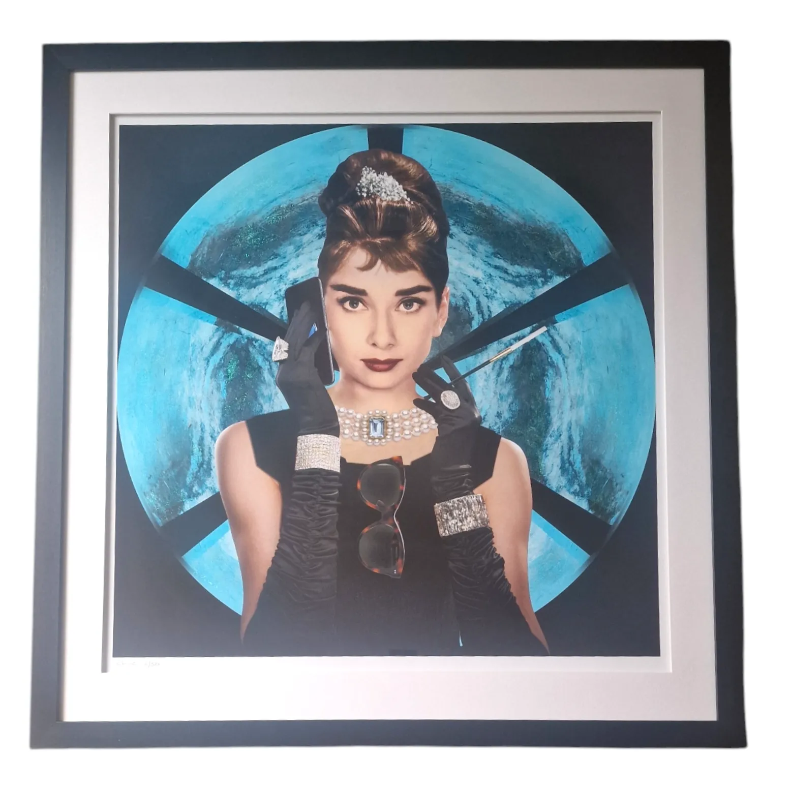 Audrey Hepburn Breakfast At Tiffany's Unused Huge Limited Ed. 2/50 Print By Urban Artist Chloe Rox, Hand Embellished With Diamond Dust C.2000s