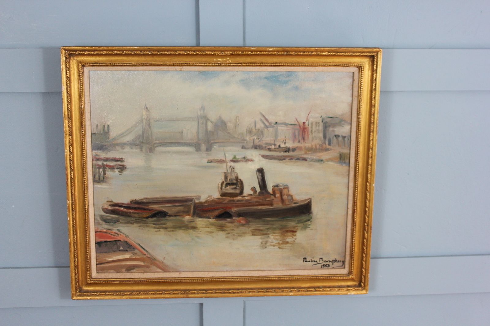 Pauline Boumphrey Tug Boats On The River Thames London Painting