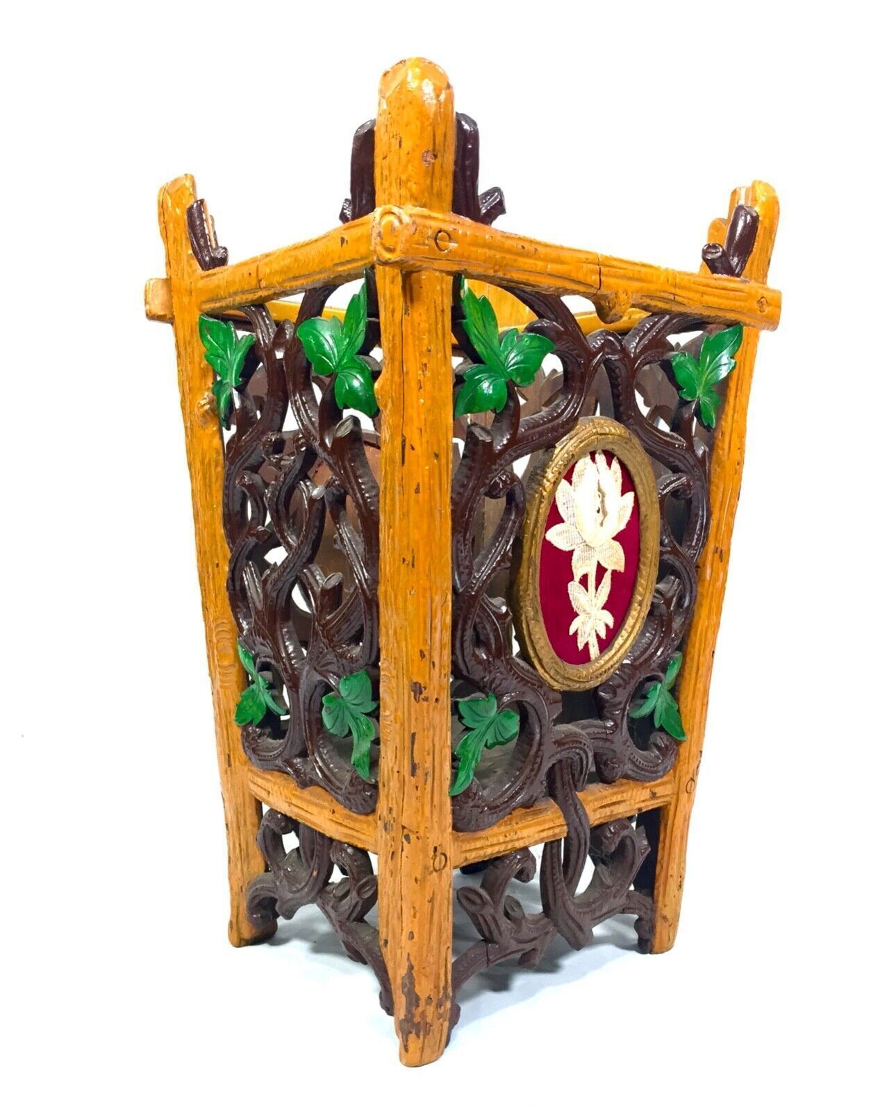 Antique Black Forest Wood Waste Paper Bin / Umbrella Stand / Stick Holder C.1900 photo furniture