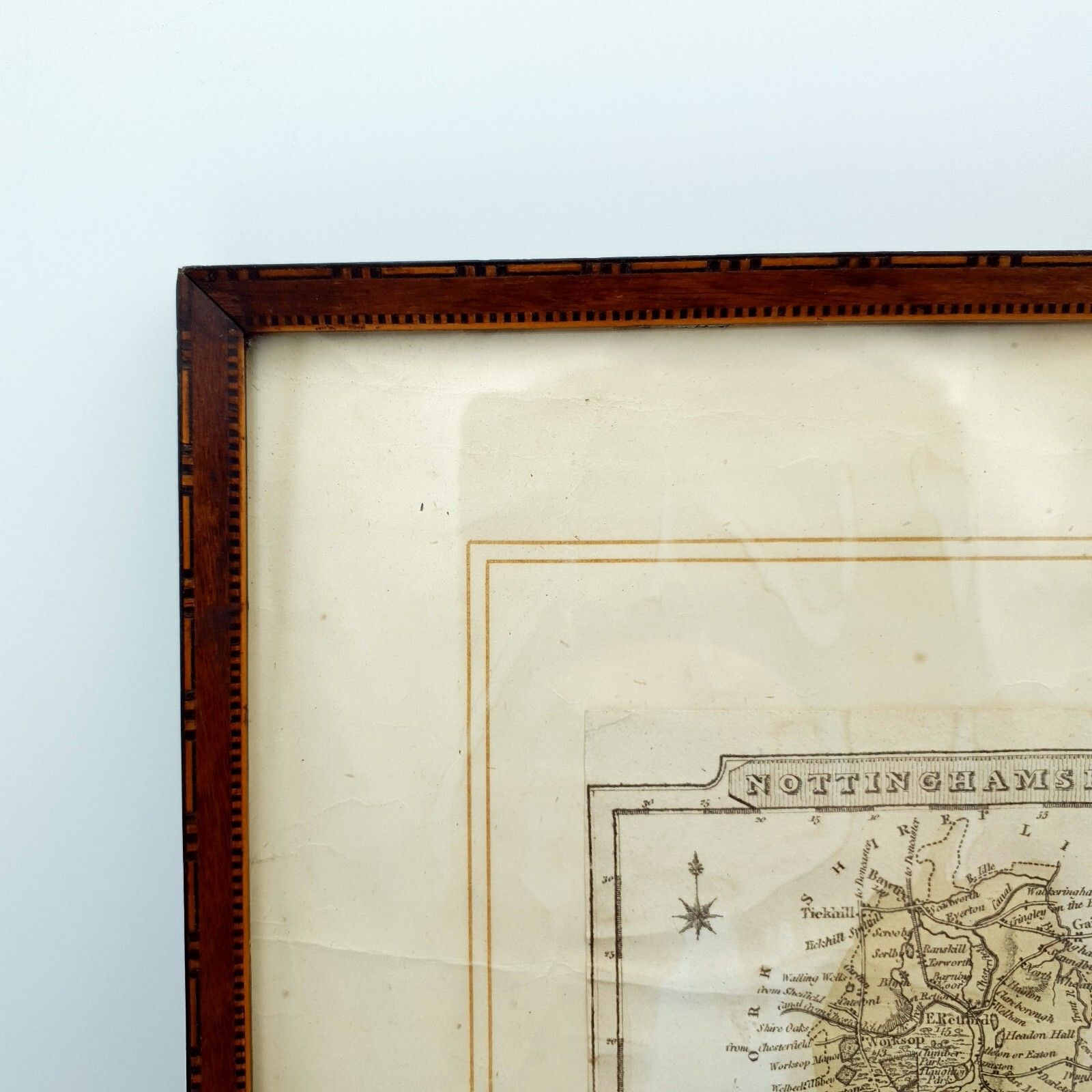 Antique Map John Wallace Cartography 1800s Nottinghamsh Atlas Marquetry Frame photo for sale