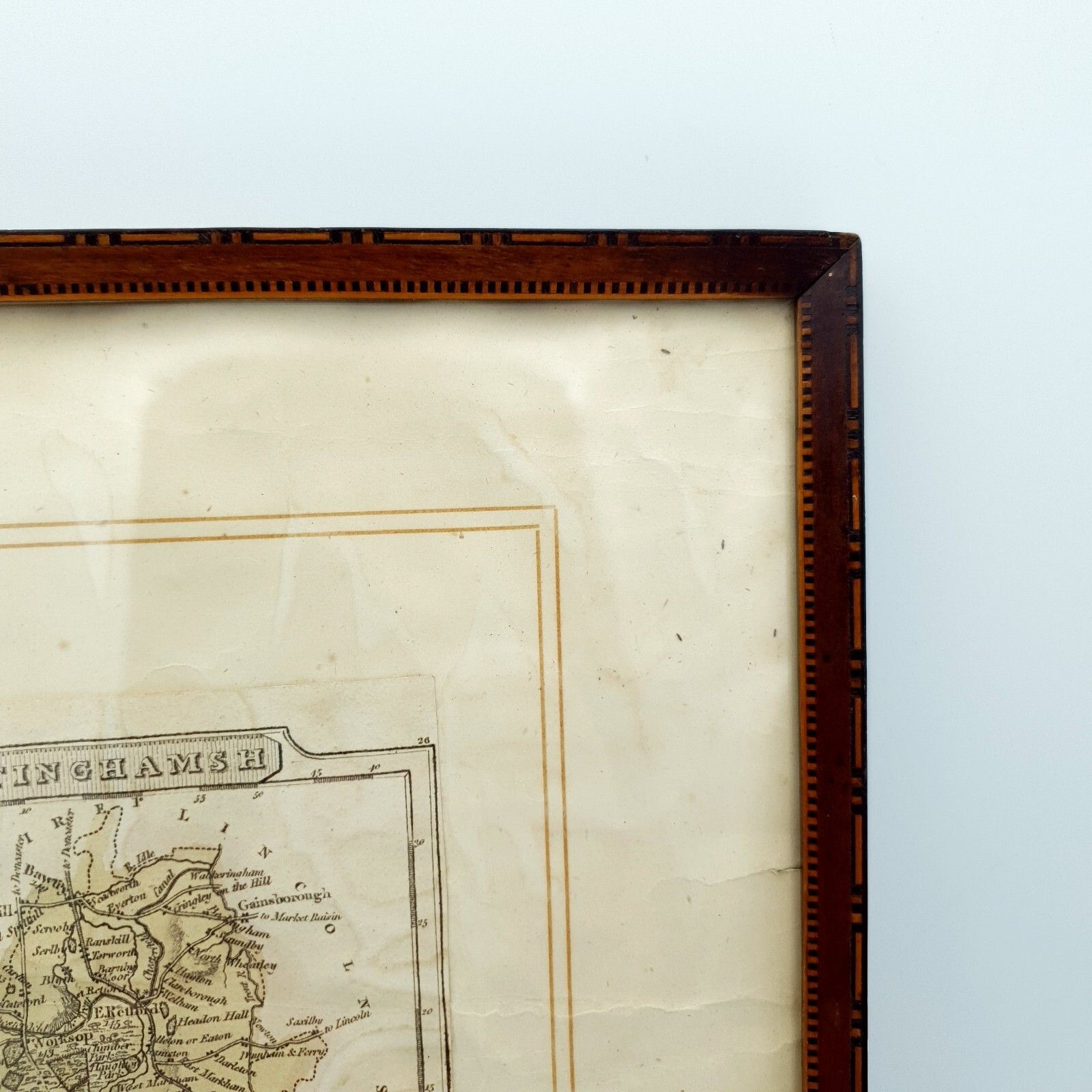 Antique Map John Wallace Cartography 1800s Nottinghamsh Atlas Marquetry Frame photo 74.0