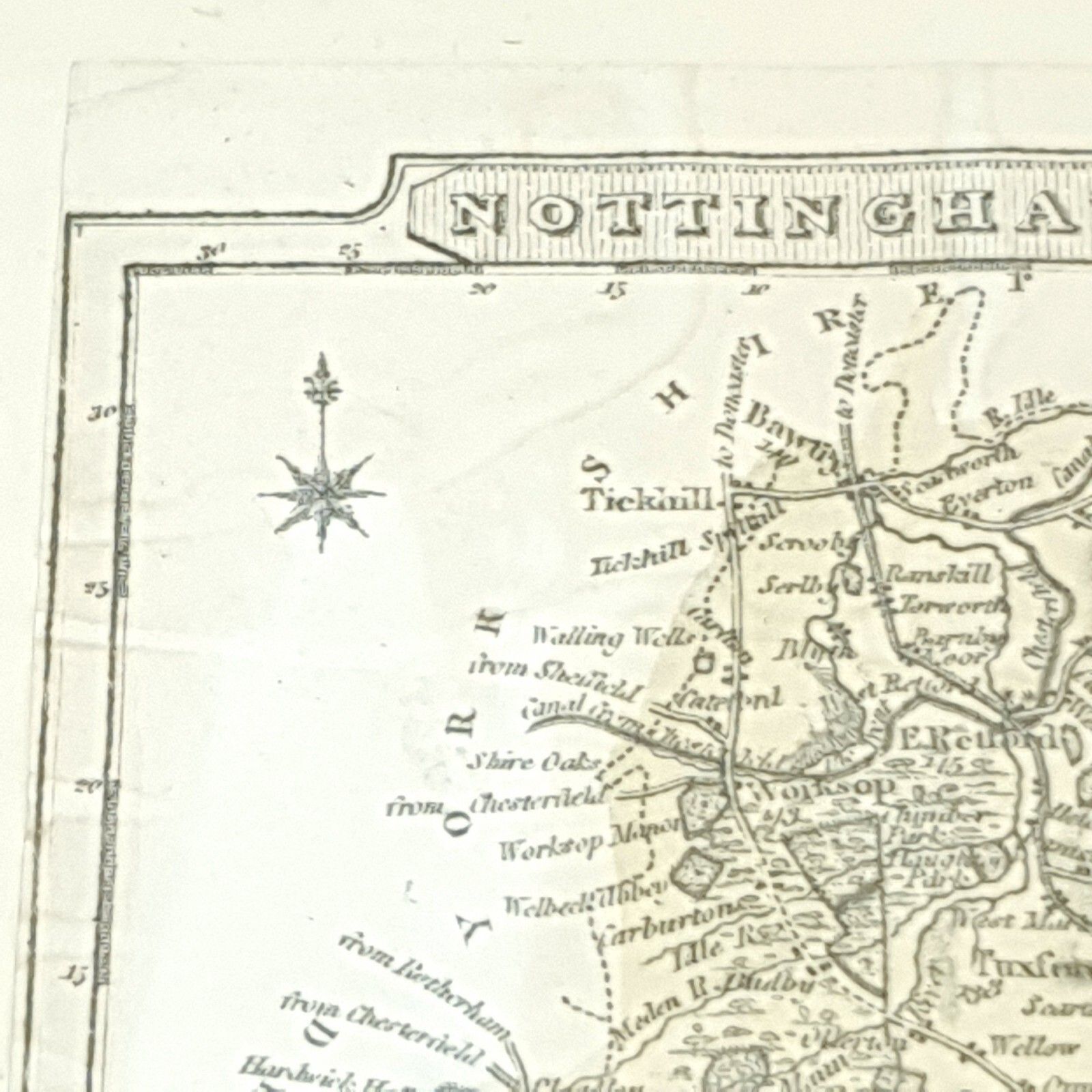 74.0 Antique Map John Wallace Cartography 1800s Nottinghamsh Atlas Marquetry Frame photo