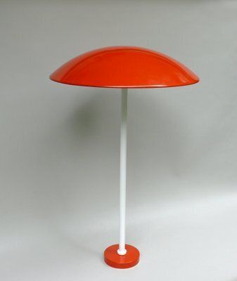 Orange And White Mushroom Outdoor Garden Lamps From Bega, 1950s, Set Of 2 photo for sale