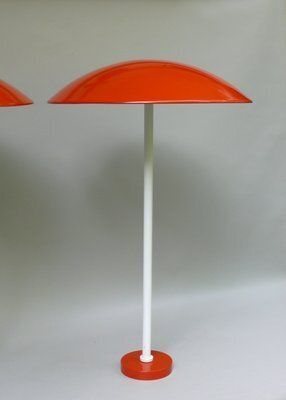 Orange And White Mushroom Outdoor Garden Lamps From Bega, 1950s, Set Of 2 photo vinterior
