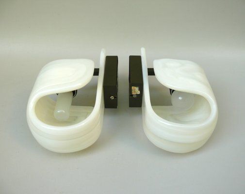 Space Age Futuristic Dark Brown Acrylic Glass Wall Lights From Wila, 1970s, Set Of 2 photo 2720.85