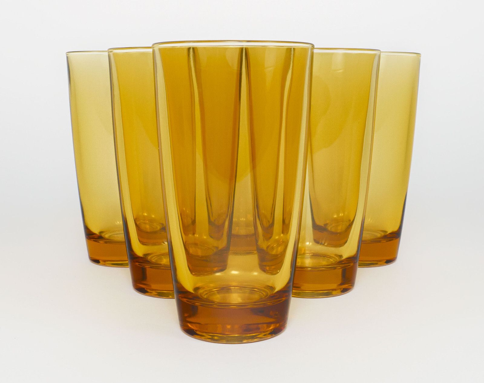Set Of 6 Vintage French 1970s Amber Highball Bistro / Cafe Drinking Glasses photo furniture