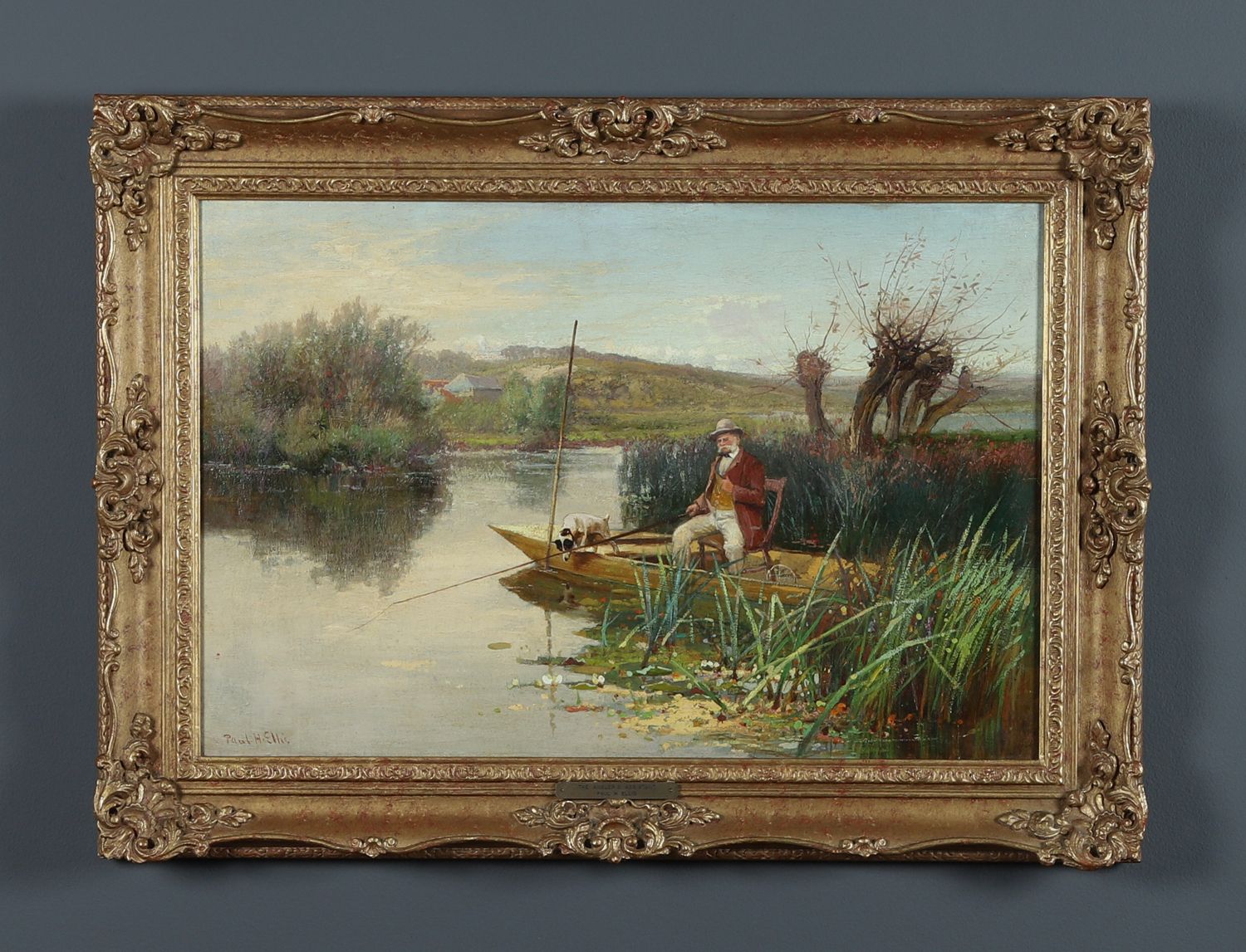 Nglish Victorian Angler’s Assistant Fishing Landscape Oil Painting Picture By Paul H Ellis (Circa 1890) photo buy