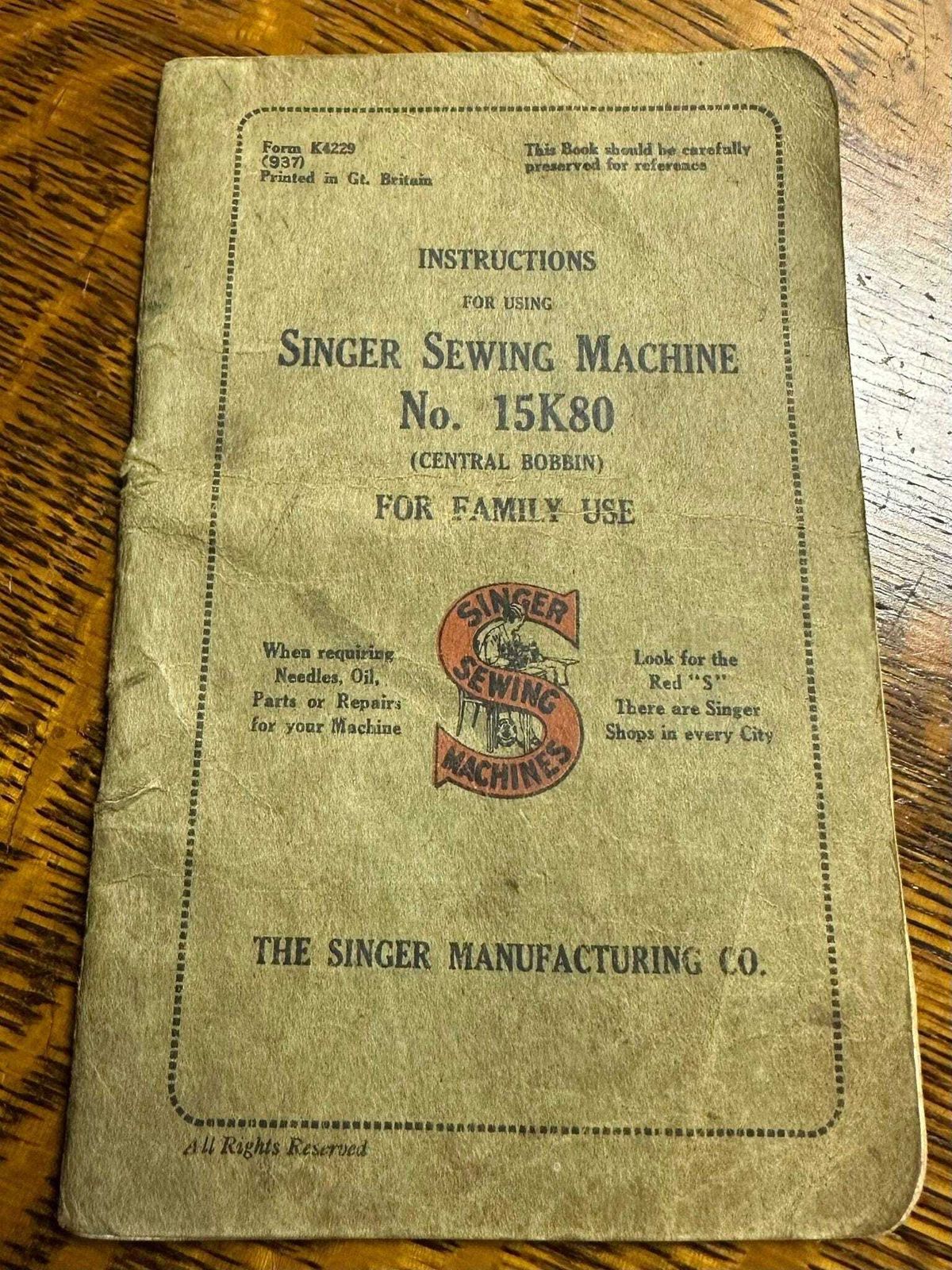 Vintage Singer Sewing Machine / Model 15k80 Central Bobbin / 19th Century/ Free Delivery photo buy