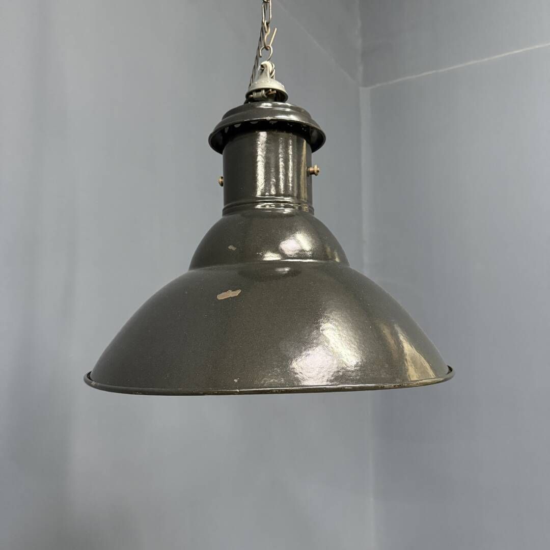 French Medium Black Enamel Pendant Lamp photo buy