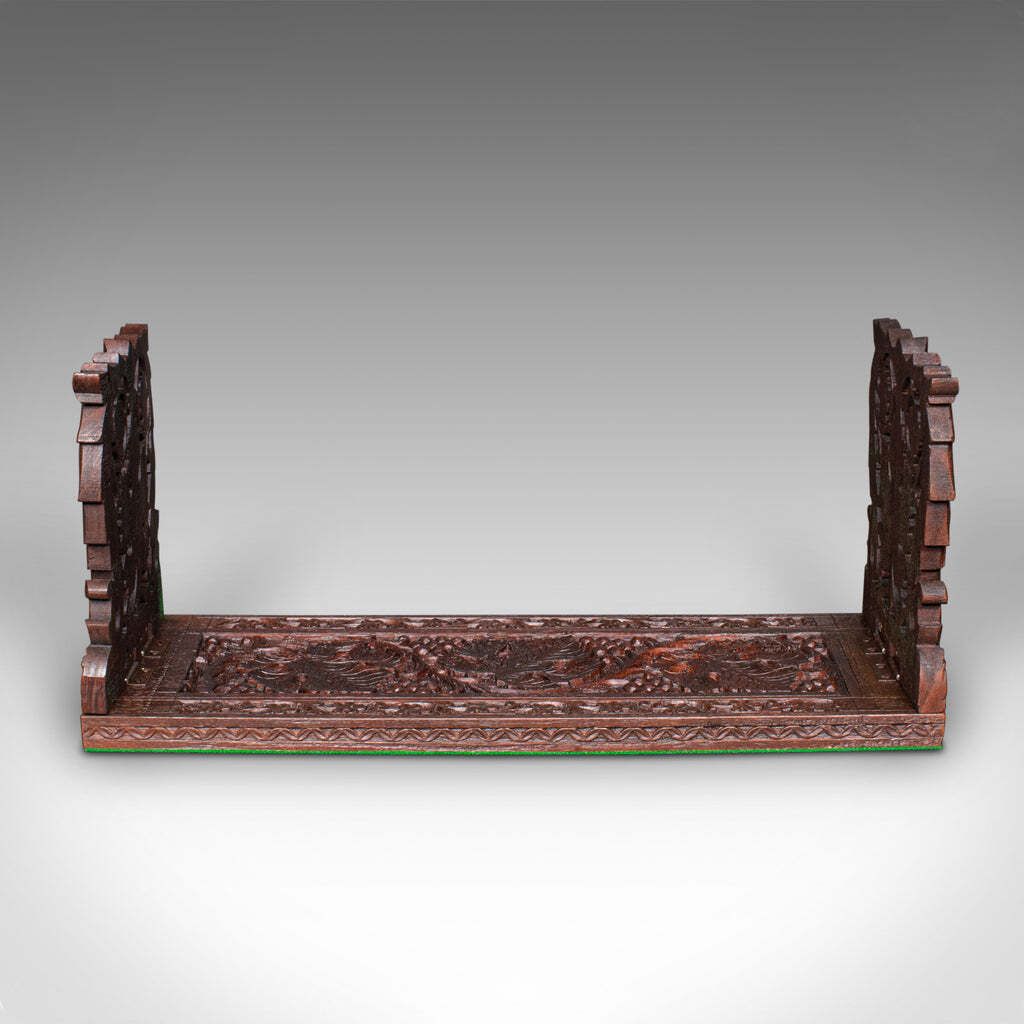 Antique Extending Book Slide, Anglo Indian, Carved Teak, Novel Rest, Victorian photo for sale