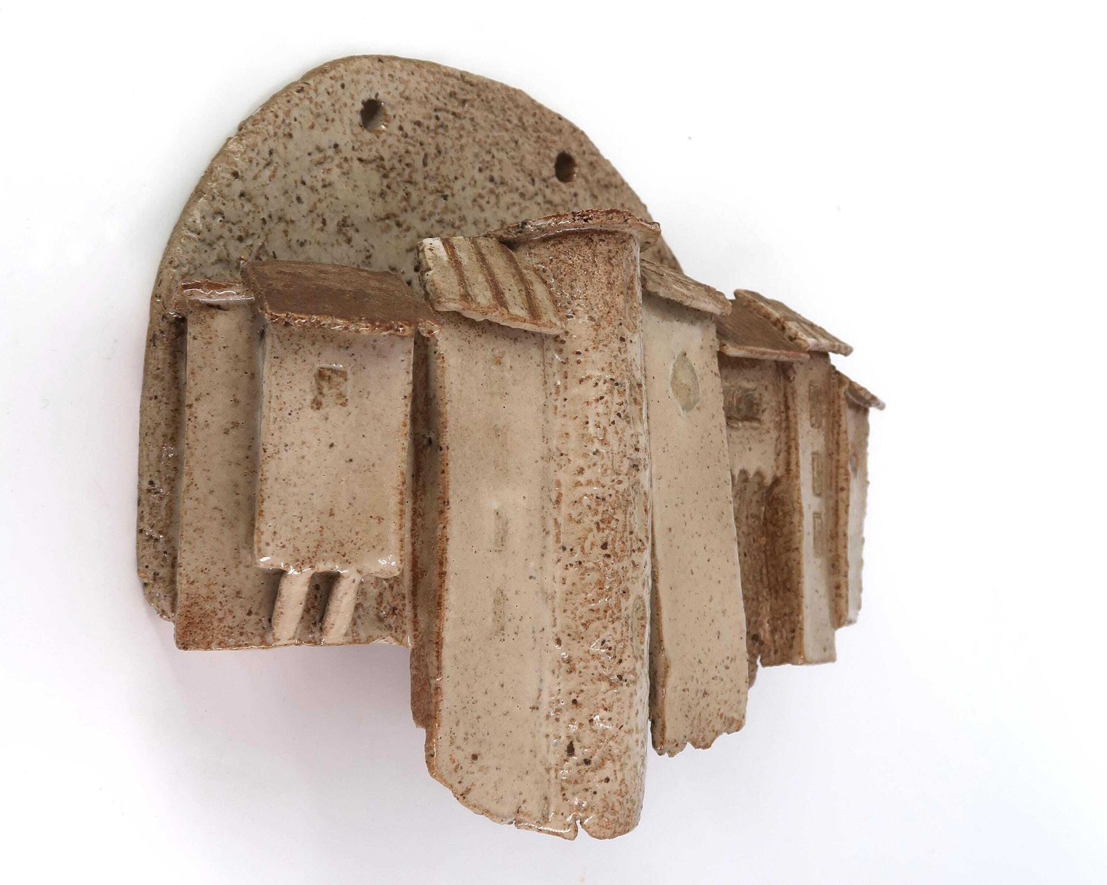 Wall Stoneware Ceramic Planter Representing A French Hilltop Village, France 1970s / Vintage, Cactus Plant Stand, Rustic photo for sale