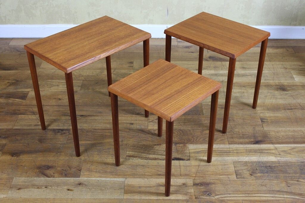 Stylish Danish Teak Nest Of 3 Small Tables
