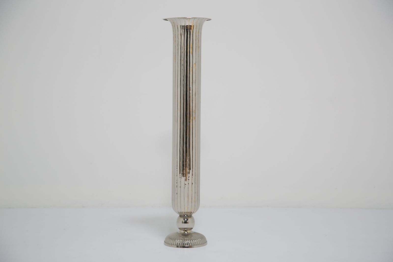 Vintage American Tall Ribbed Trumpet Flute Vase, 1950s. photo furniture