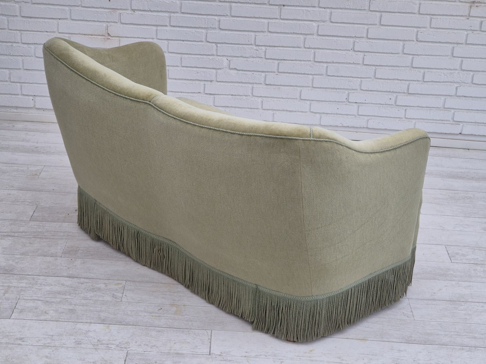 1960s, Danish 2 Seater Sofa, Original Condition, Green Furniture Velour. photo buy