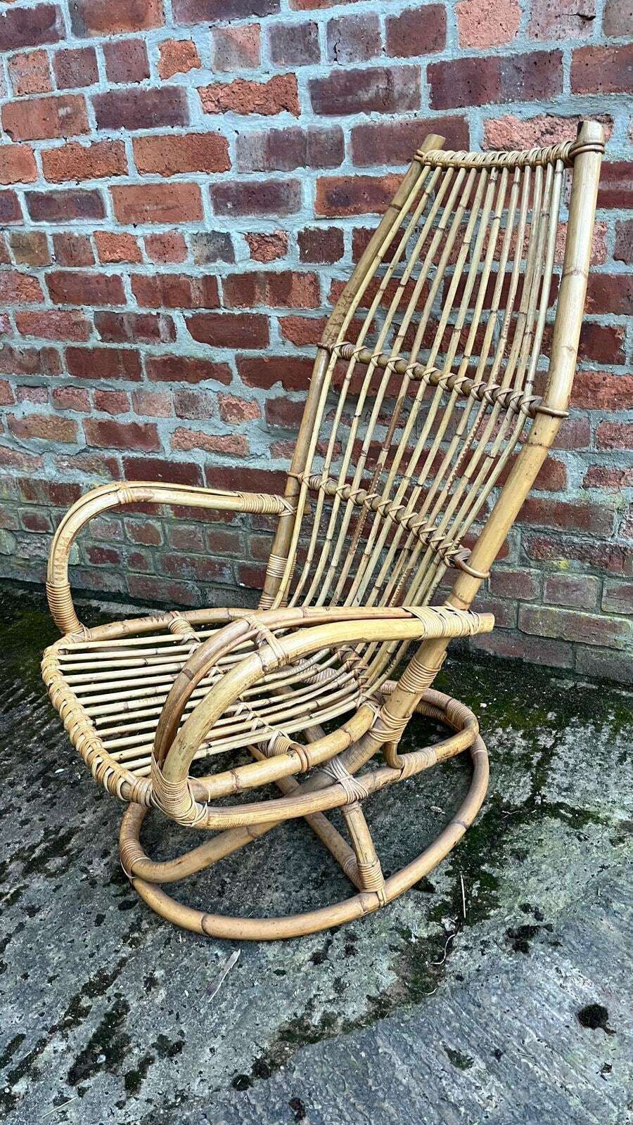 Vintage Bamboo Chair /Armchair With Circular Base photo 275.0