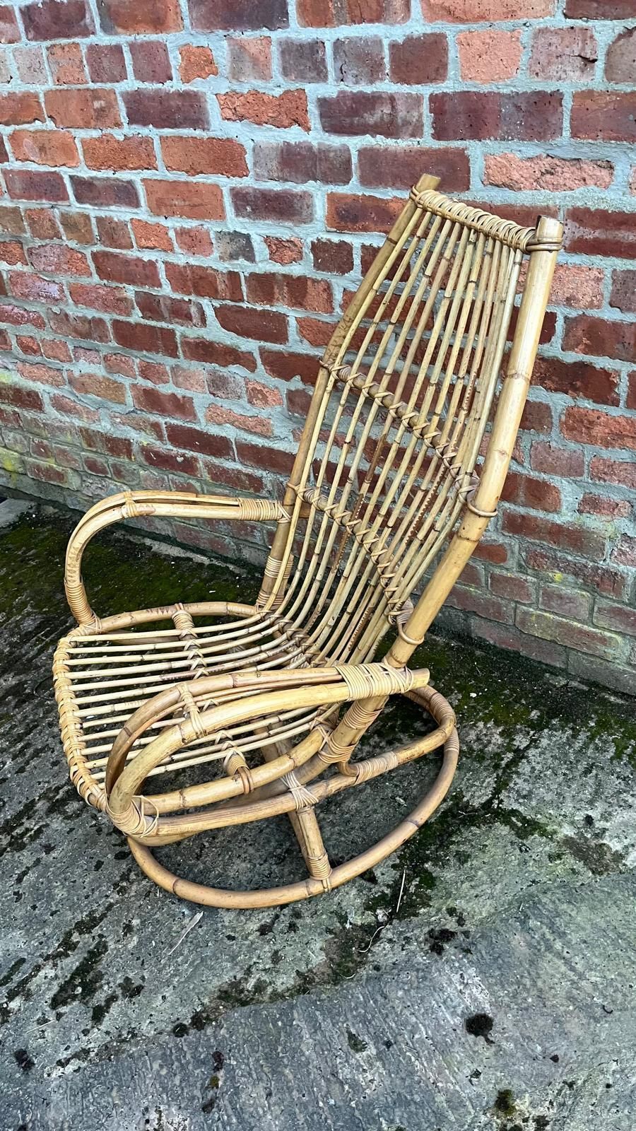 Vintage Bamboo Chair /Armchair With Circular Base photo vintage