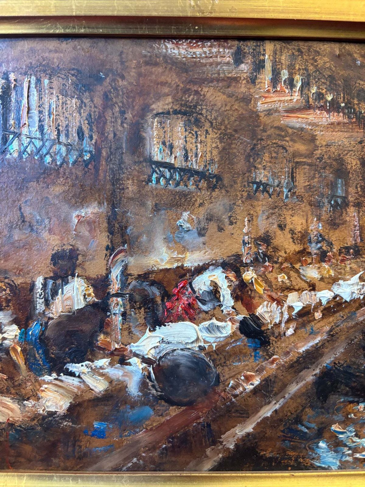 Oil Painting On Cardboard Of A Traditional Milanese Scene By Antonio Vettore Cargnel Early Twentieth Century photo 299.0