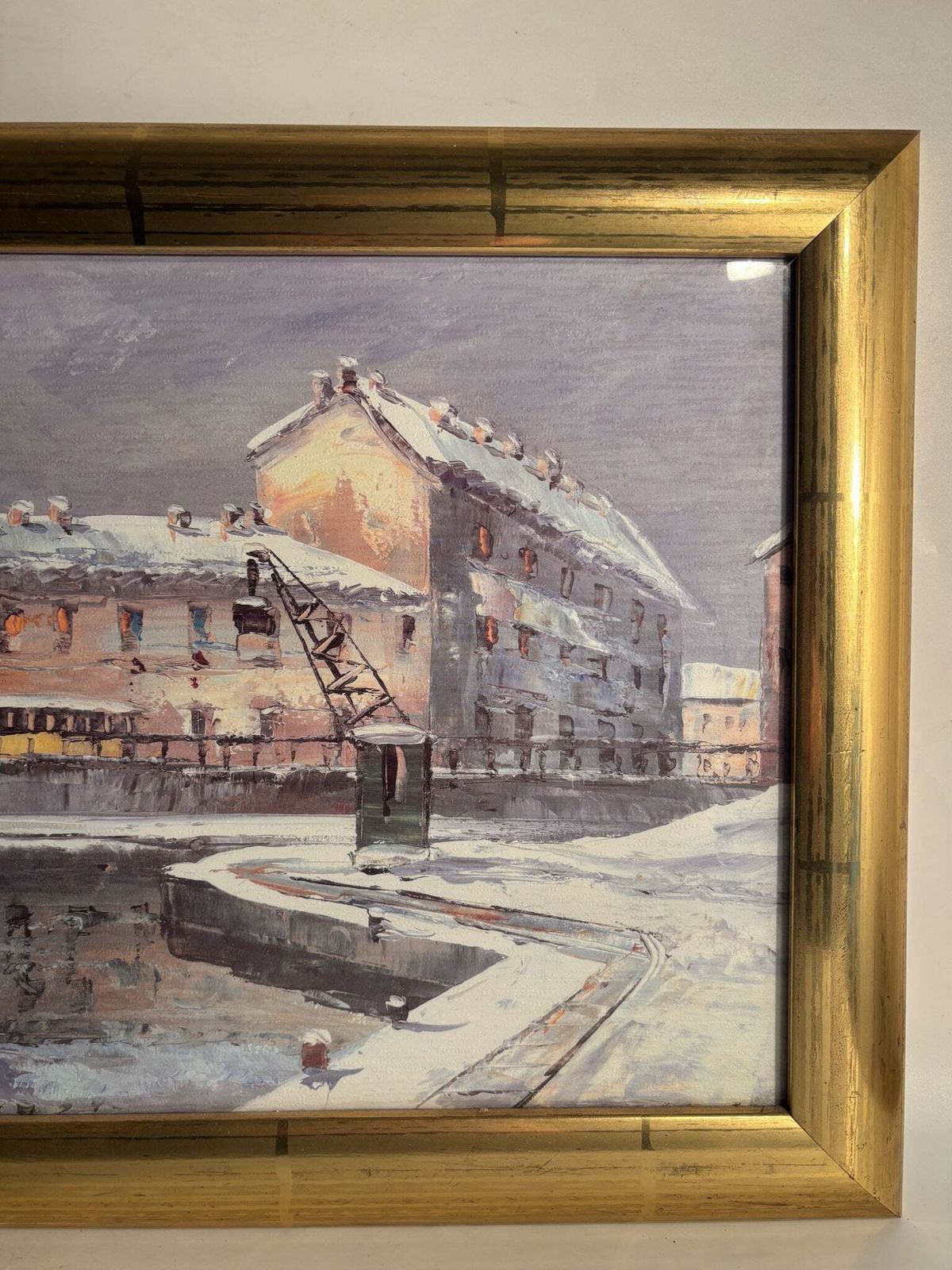 Oil Painting On Cardboard Of Naviglio In Milan By Eugenio Mantegani 80s photo Art