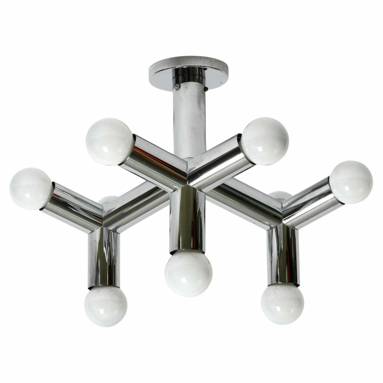 Very Rare 1960s Space Age Chrome Ceiling Lamp By J.T. Kalmar Austria