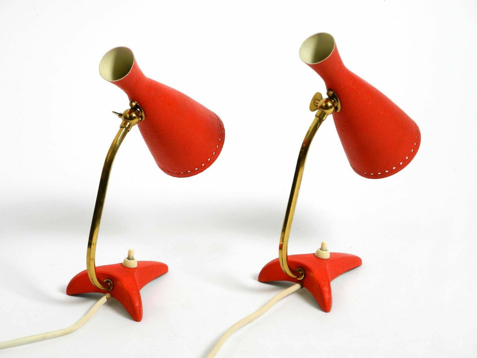Pair Of Beautiful Red Mid Century Diabolo Crow's Foot Table Lamps From Cosack photo 1895.0