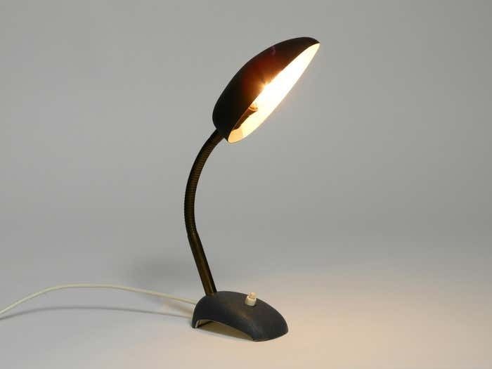 Beautiful Small 1950s Table Lamp With Metal Gooseneck From Gebrüder Cosack photo vinterior