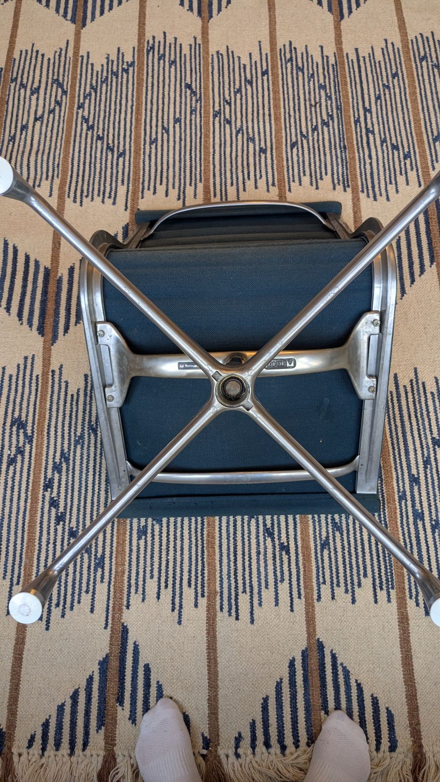 Vintage Eames Herman Miller Office Desk Swivel Chair Blue photo for sale